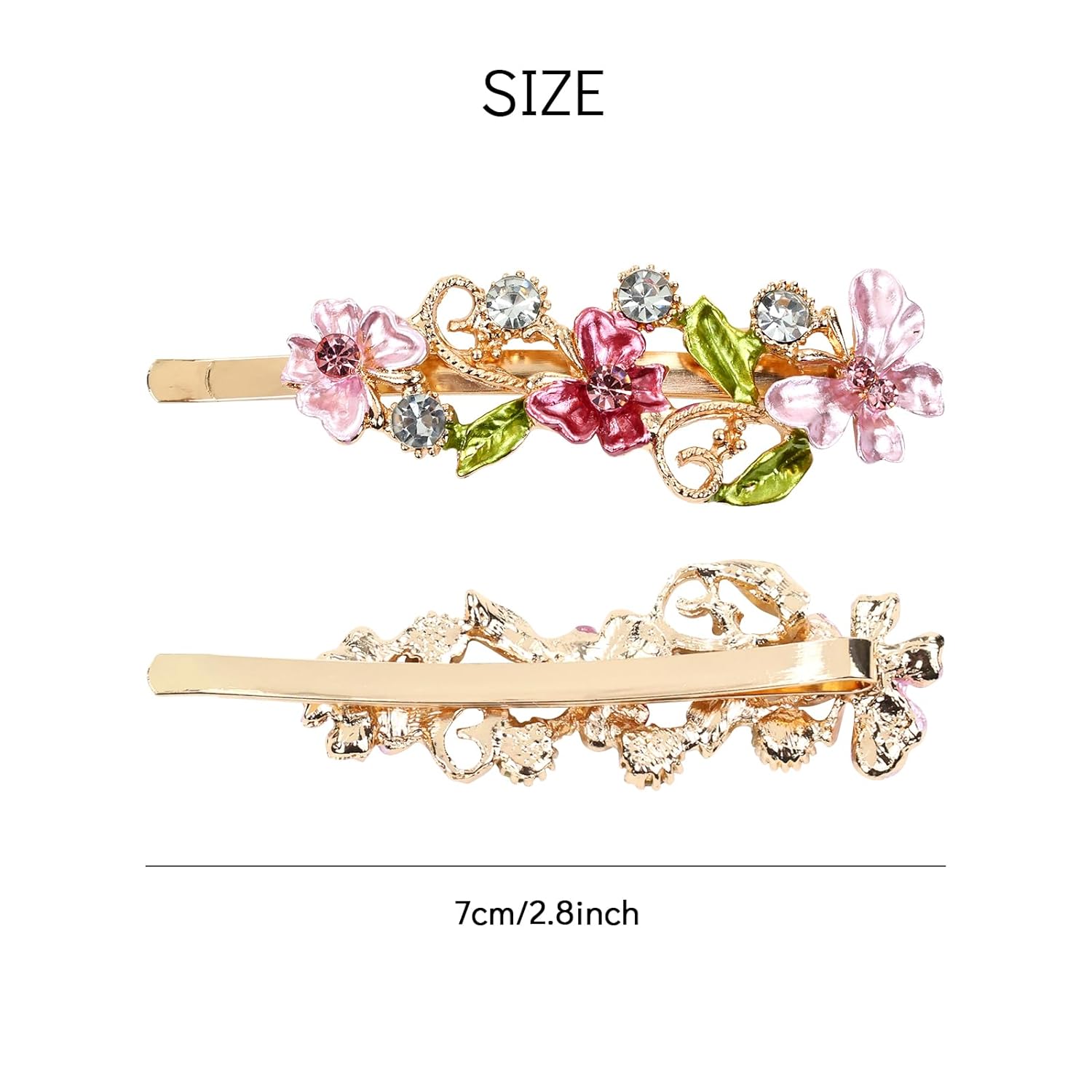 Pince à cheveux Vintage en forme de fleur en strass, Barrettes colorées en métal Floral et cristal pour fête, queue de cheval, accessoires pour femmes et filles