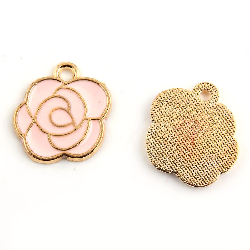 10 stücke Weiß Rosa Schwarz Emaille Rose Charm Anhänger Gold Farbe Legierung perlen Schmuck Finden