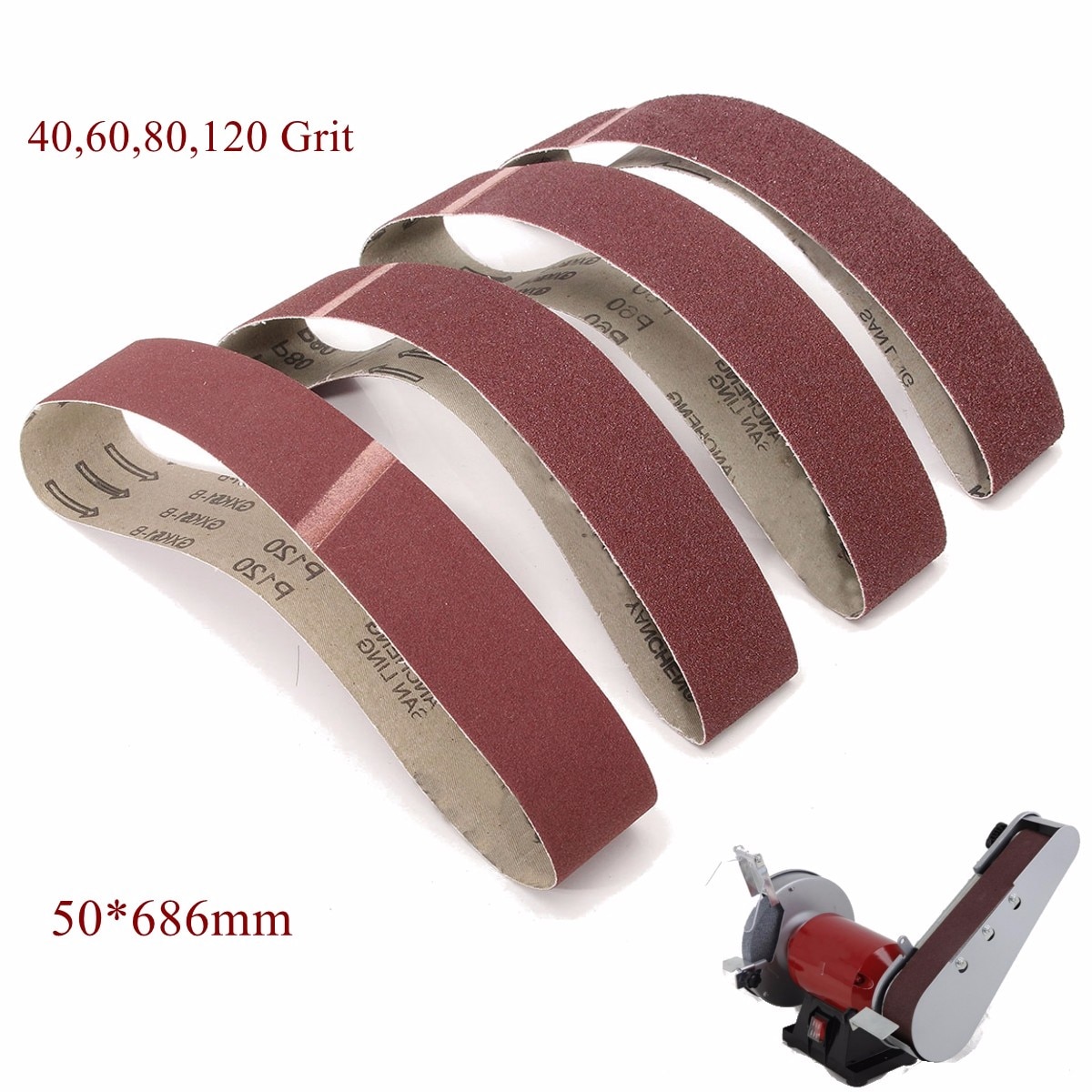 50 x 686mm slibebånd 40 60 80 120 slibemaskine til slibemaskine til polering og rengøring