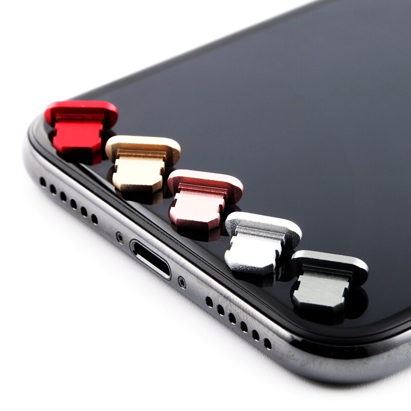 Aluminium Stof Plug Voor Ipad Voor Iphone 5S Se 6 6S 7 8 Plus X Xs Max xr Lading Poort Stof Plug Zwart Zilver Rose Goud
