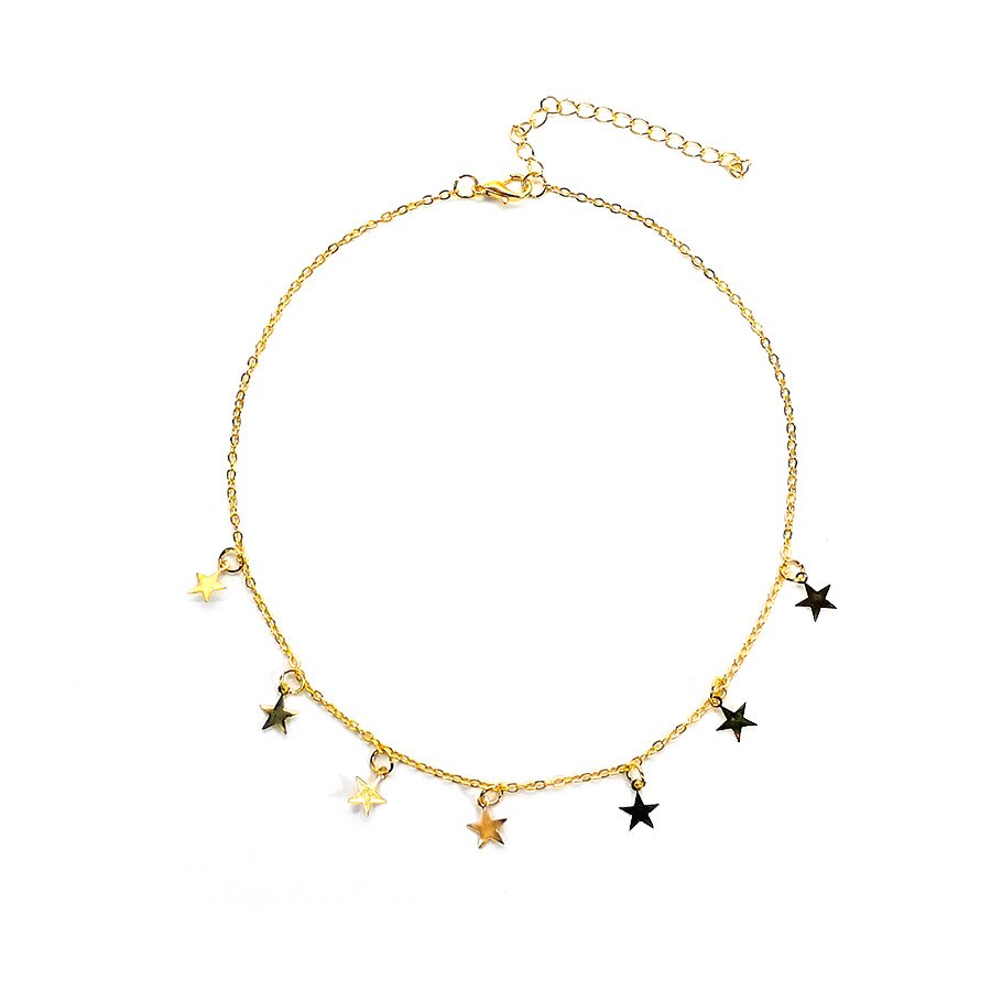 Goud Zilver Kleur Choker Ketting Ster Pentagram Ketting Voor Vrouwen Vrienden Collares Mujer Collier Bijoux Femme Sieraden