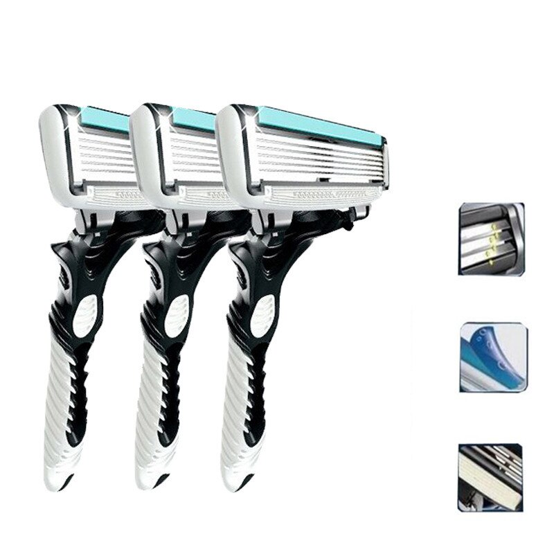 1pc / 3pcs men's razor shaving box shaver 6-layer straight shaver Brand original razor 6-layer shaver men's razor