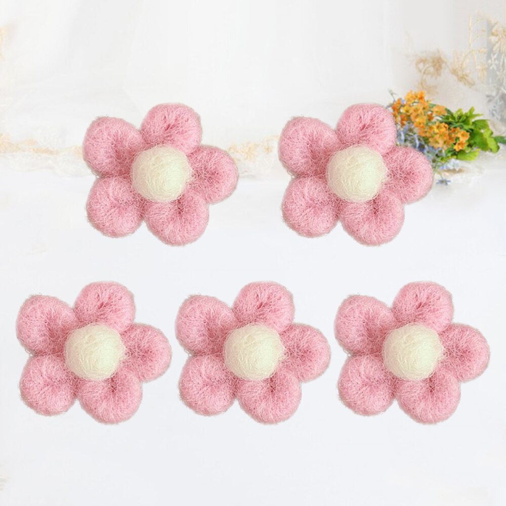 5Pcs Vilt Broche Schattige Bloem Vormige Breastpins Kids Broche Corsage Kleding): Pink