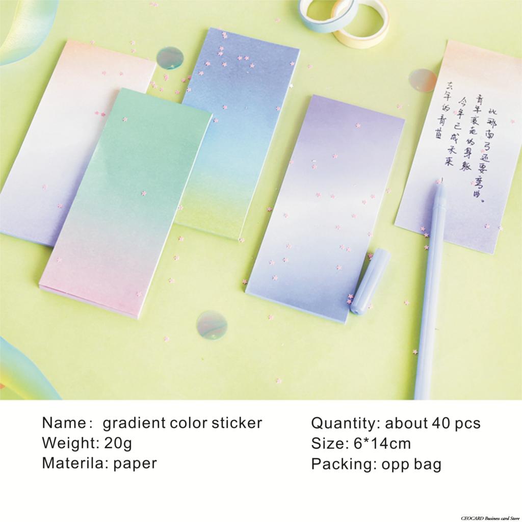 Gradient Color Sticky Notes Long Strip Notepaper Message Sticker Tearable Large Note Paper Office Student Stationery