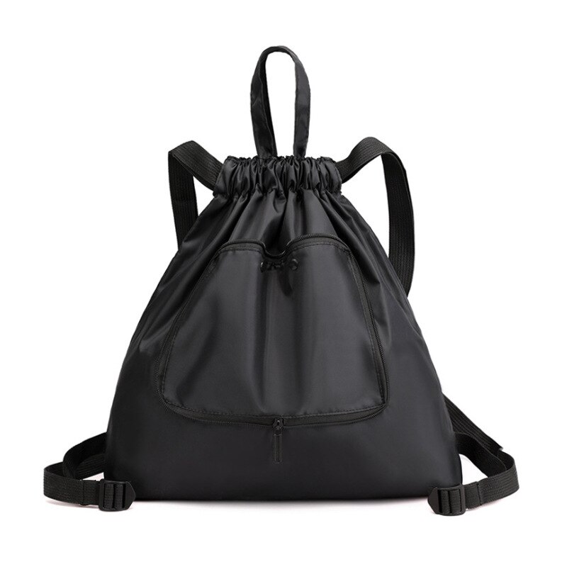 Sac à dos étanche à cordon coulissant pour femmes et hommes, avec motif de feuilles, de sport en plein air, de Fitness, d'entraînement, de gymnastique, de surf, de rangement de chaussures: Black
