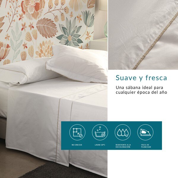 Don Descanso - Sábana Encimera Algodón 100% Blanca 180 Hilos. Fácil Planchado y Lavable (30º). (Disponible Varios Tamaños)