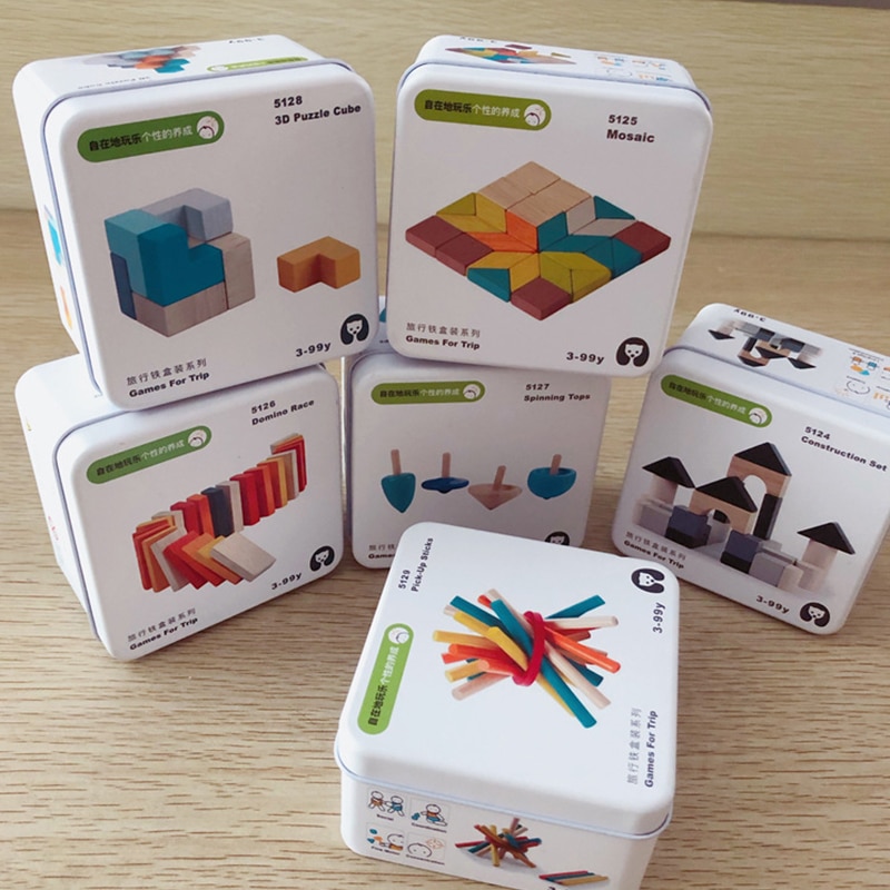 3D Puzzel Club Houten Speelgoed Blokken Bouw Set Game voor Familie Trip Ijzeren Doos Educatief voor Kind
