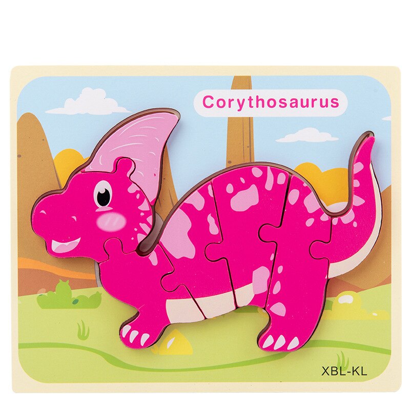 Wooden Puzzle Kids Toy Baby Wood Jigsaw Puzzles Cartoon Dinosaur Animal Early Educational Toys For Children: Corythosaurus