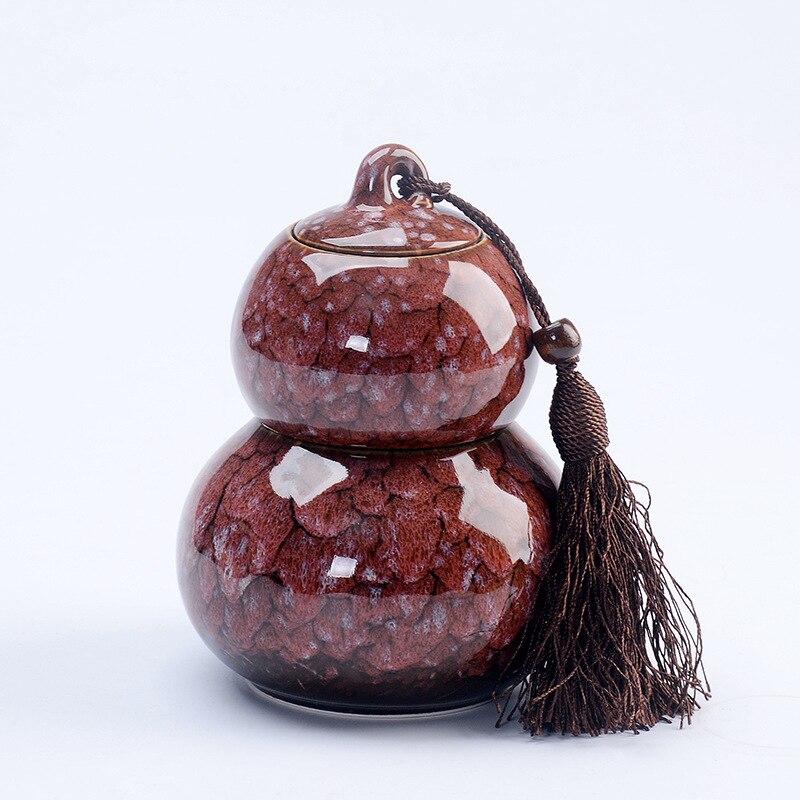 Gourd Ceramic Porcelain Tea Caddy Teaware Kiln Turned Pot Household Sealed Storage Pot Tea Storage Tea Container Tea Cans: B1