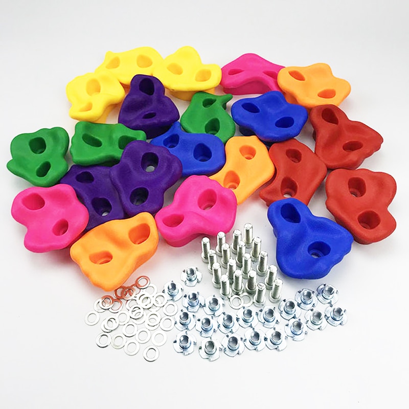 10 Pcs/lot Kids Rock Climbing Toys for Children Plastic Indoor Outdoor Climbing Rock Wood Wall Stones Hand Feet Holds Grip Kits