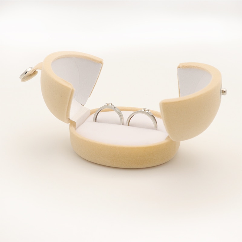 1 stuk eivormig dubbel fluwelen verlovingsoorbellen trouwringen doos voor twee ringen sieradenhouder display verpakking