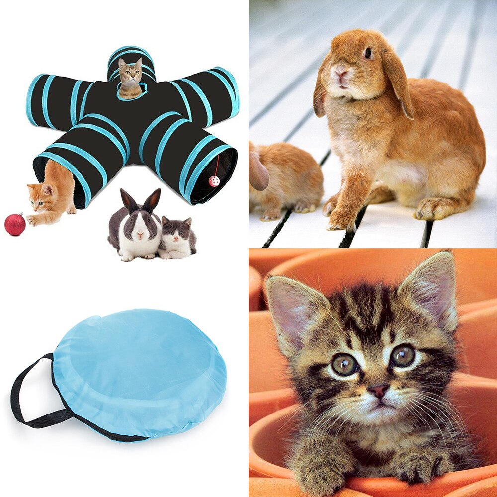 Foldable Pet Cat Tunnel Pet Cat Kitten Puppy Tunnel Play Toy 5 WAY Foldable Exercise Tunnel Funny Toys Kitty Puppy Training P