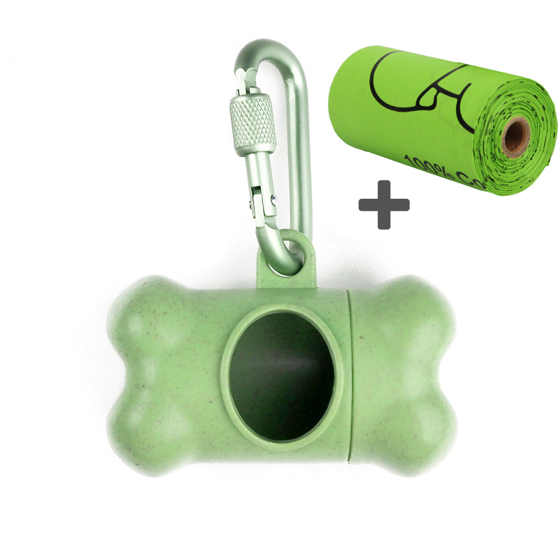 Eco-vriendelijke Producten Hond Kak Zak Dispenser Bot Vorm Hond Tas Houder Reizen Kat Hond Zak Dispenser Afbreekbaar Recycling: Green with Poop bag