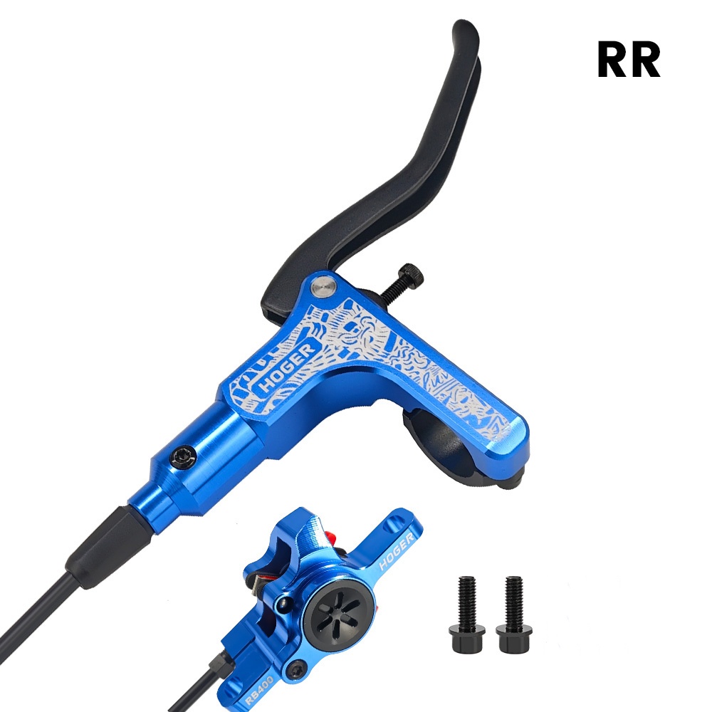 Fiets hydraulische schijfrem 4 zuigers MTB schijfrem set ultralichte links voor rechts achter hydraulische schijfrem set met koeling metalen pads voor mountainbike vouwfiets e-bikes (paars rechts