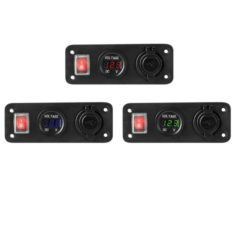 12v bil cigarettænder stik dobbelt usb adapter oplader digital voltmeter med no/off kontakt til bil båd lastbil usb oplader