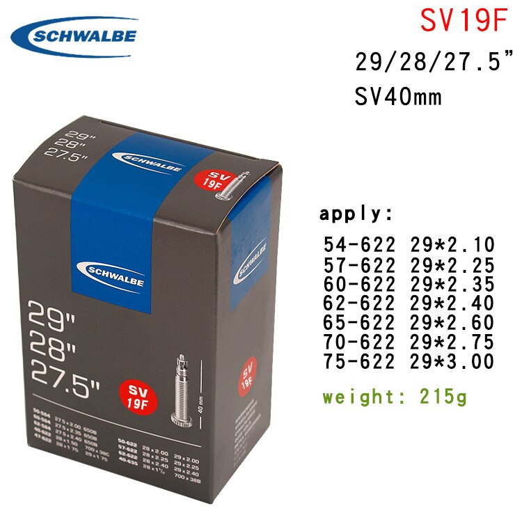 Schwalbe mountain bike butyl rubber inner tube 29 inch sv19 sv19A French valve Road City bicycle tire accessories: SV19F 40MM