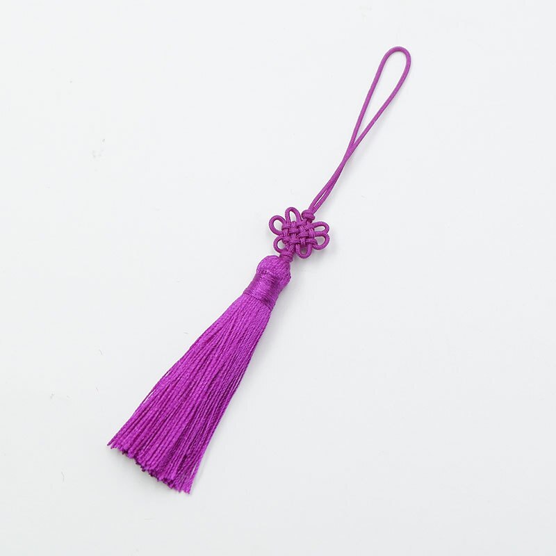 Pompon à franges U disque 5 pièces | Nœuds chinois lisses, pendentif bricolage artisanal, signet garniture de gland rideaux, décor glands ruban: Purple tassls