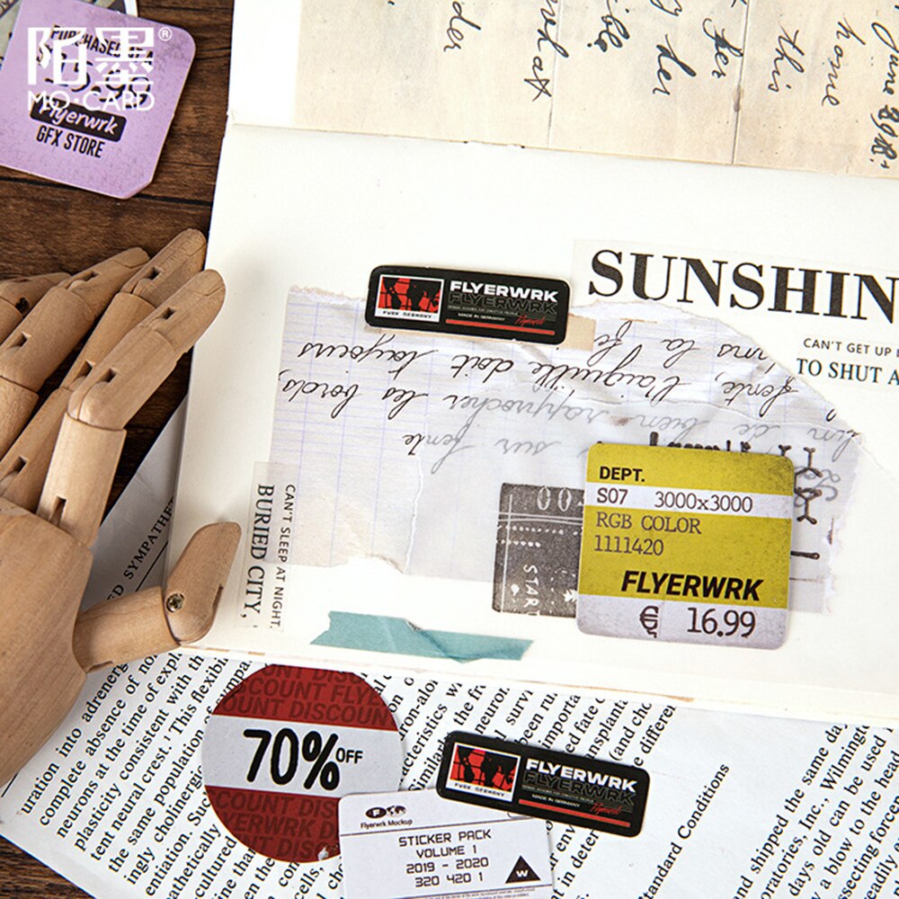 45pcs/box Retro Label Decorative Stickers Album Diary Calendar Scrapbooking Diy Decor Stick Label Stationery Sticker