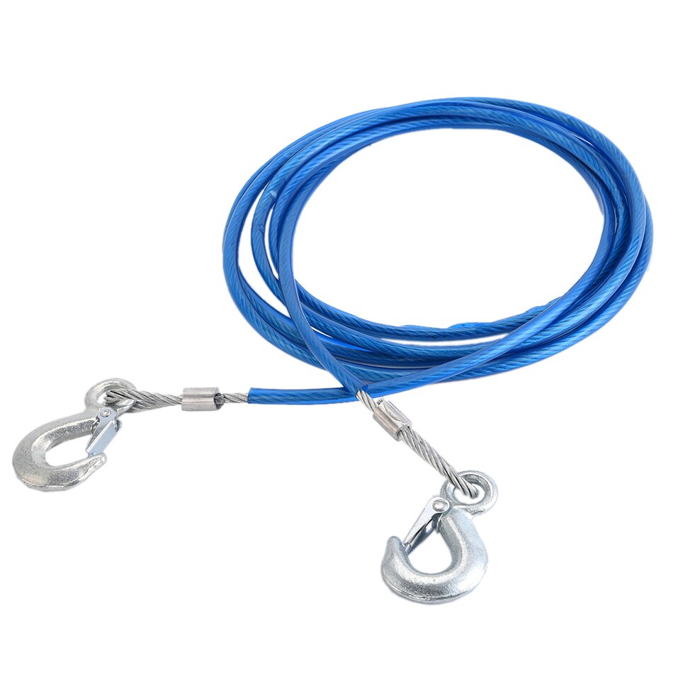 Heavy Duty Tow Ropes 4M 5 Tons Wire Cable High Strength Safety Hook Steel Wire Trailer Car Emergency Towing Rope