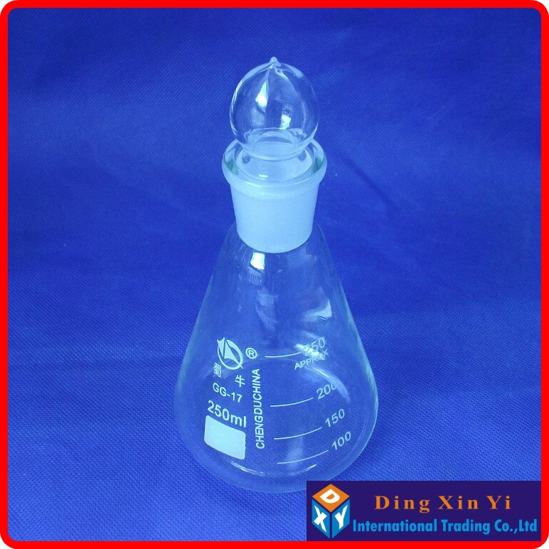 (2 Stuks/partij) 250Ml Erlenmeyer Met Stopper, Erlenmeyer, met Grond-In Glazen Stop Boro 3.3 Glas,