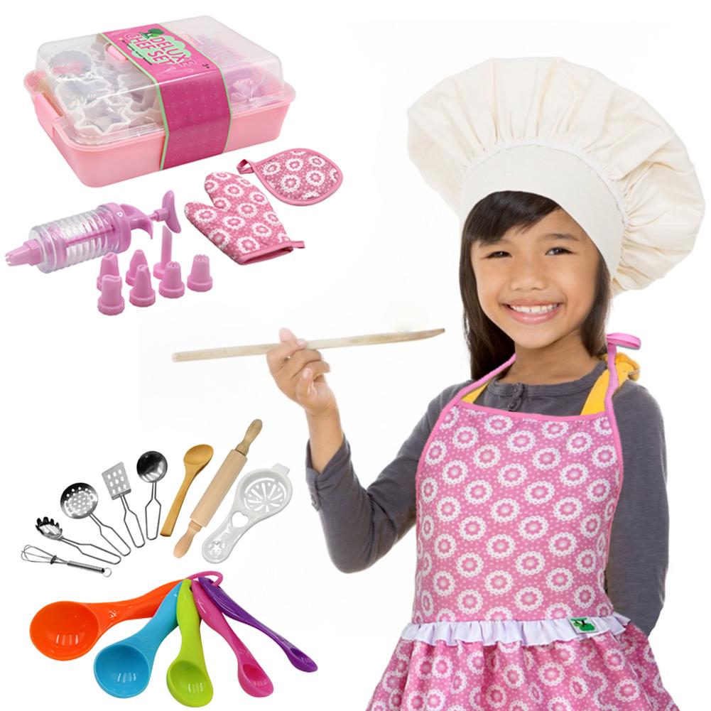 Kids Funny Compleet Kids Koken Bakken Speelgoed Set Rollenspel Keukengerei Bakken Tools Cake Schort Met Familie Interesse Speelgoed