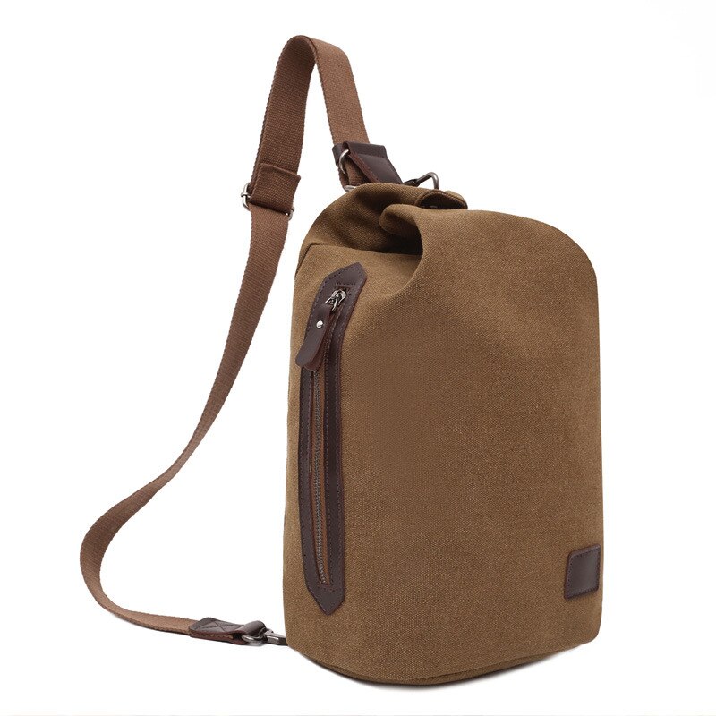 Men Chest Pack Schoolbag For Teenagers Boys Male Travel Shoulder Bag Men Backpacks Black Khaki Canvas Anti Theft Bags: coffee
