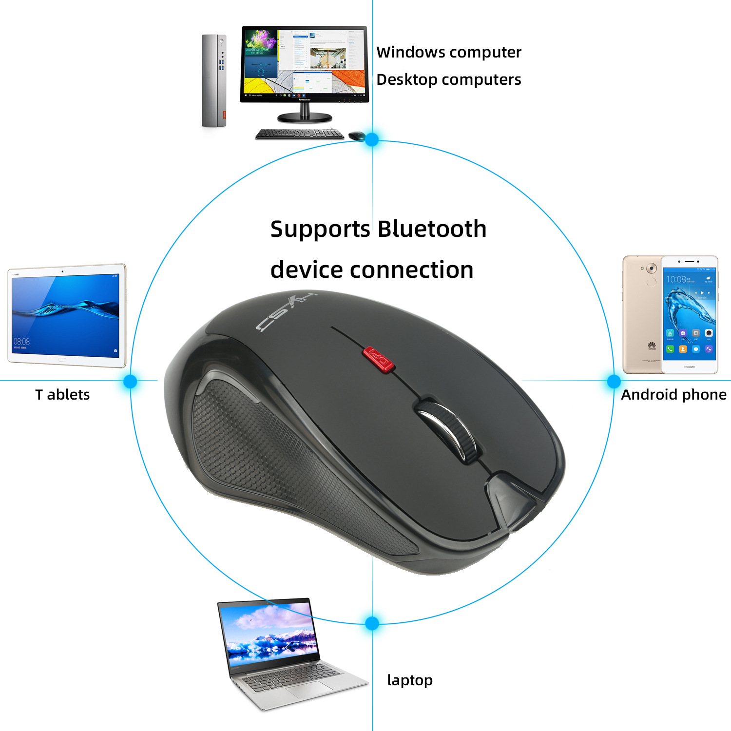 Wireless Bluetooth Mouse 2.4G USB Receiver Mouse 2400dpi Suit ForWindows 98/Me/2000/XP/Vista/Win 7/Win 8/10/Vista Mac OS