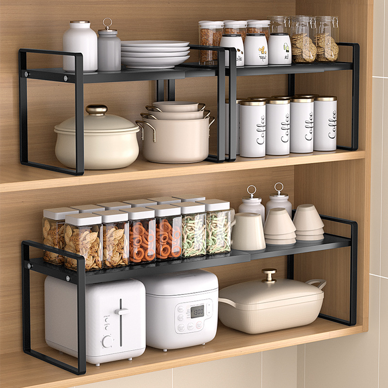 Kitchen Storage Rack Expandable Cabinet Layered Storage Rack Household Seasoning Sorting Storage Rack Multifunctional