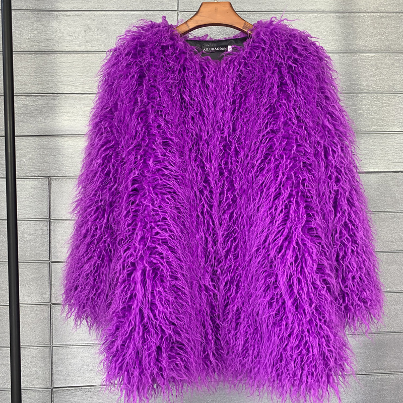 Casaco de pele do falso estilo coreano sólido mid-length rosa mongólia casacos de pele de ovelha para as mulheres inverno do vintage quente casaco de pele artificial