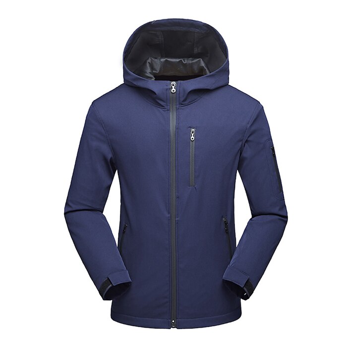 Mountainskin Spring Men's Hiking Softshell Jackets Outdoor Sports Camping Trekking Climbing Windproof Male Hooded Coats VA423: Blue / Asian Size L