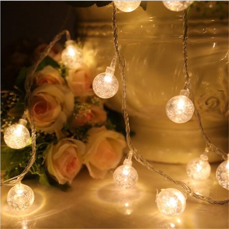4M 20 LED Crystal Balls String Lights Wedding Christmas Outdoor Garland Home Decoration Night lamp Fairy Lights
