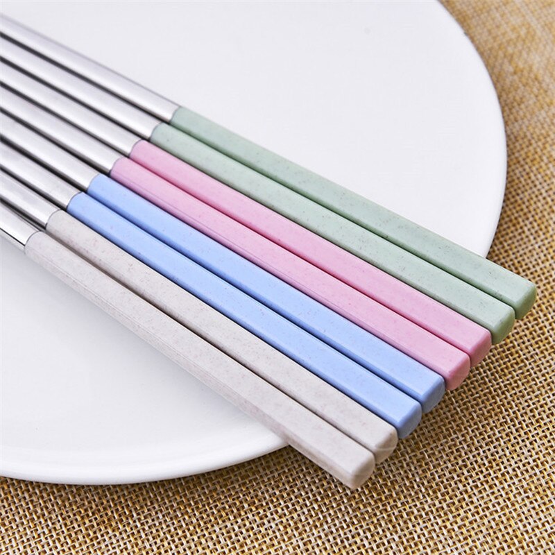 Vacclo Stainless Steel Chopsticks Eco-friendly Mildew Proof Sticks Delicate Domestic Kitchen Tableware for Food Rice Cutlery
