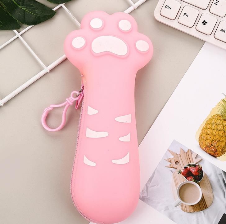 Estuche escolar de frutas con garra de pata de gato, de silicona de gran capacidad, para lápices, papelería, oficina y escuela, 1 Uds.: 3