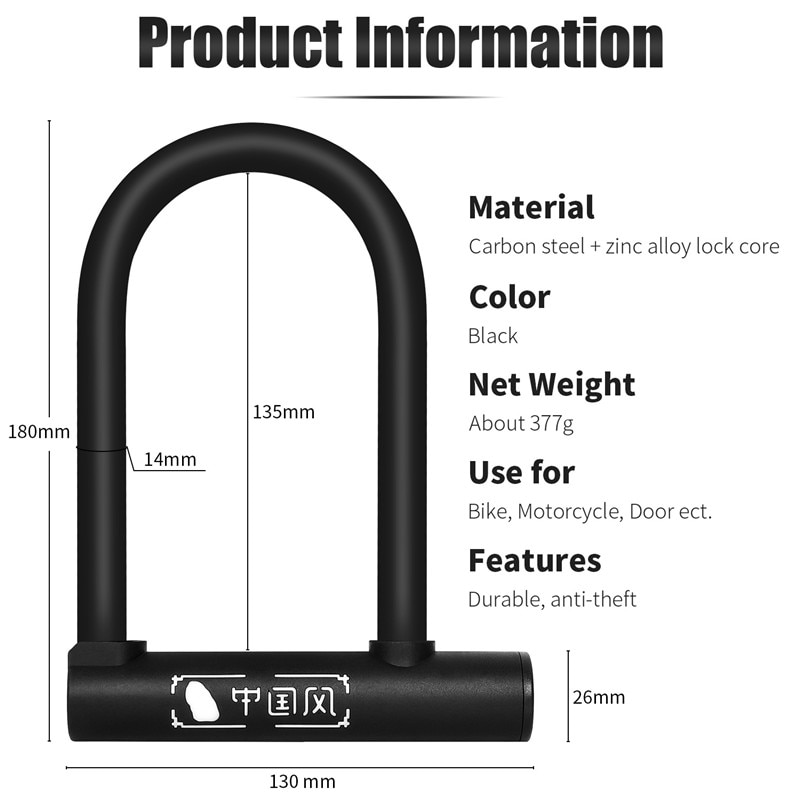 PATIKIL Lot de 2 antivol pour vélo avec 2 clés - Antivol en U - 14 mm - En alliage de zinc - Pour vélos électriques, scooters, roues de moto, noir PATIKIL Lot de 2 antivol pour vélo avec 2 clés - Antivol en U - 14 mm - En alliage de zinc - Pour vélos électriques, scooters, roues de moto, noir