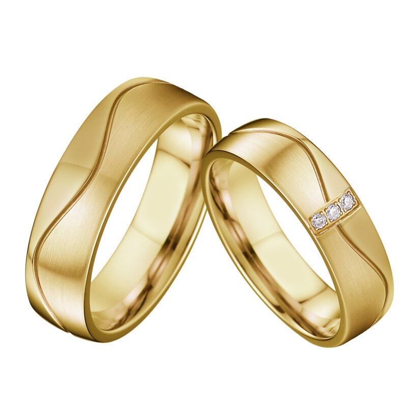 Golden lover's sea wave alliance par vielsesringe til mænd og kvinder valentin jubilæum ægteskab fingerring