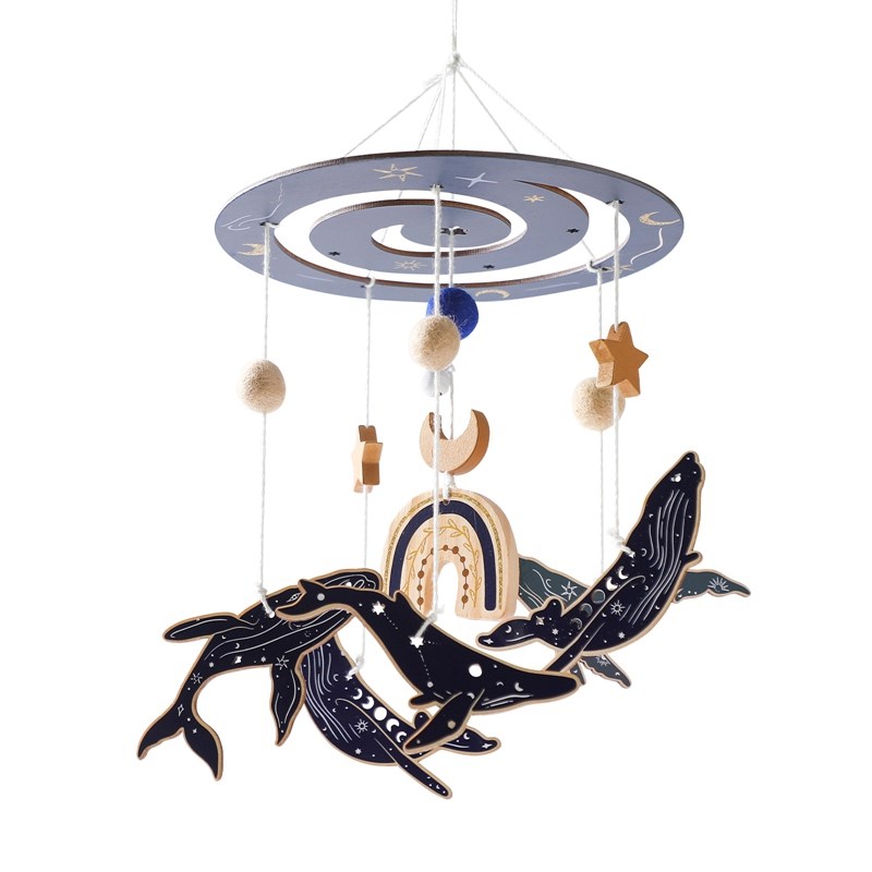 Baby Holz kleine Birdie Bett Glocke Halterung Cartoon Krippe Bett Glocke mobile hängende Rassel Spielzeug Kleiderbügel Baby Krippe Dekoration Access ori: Brown