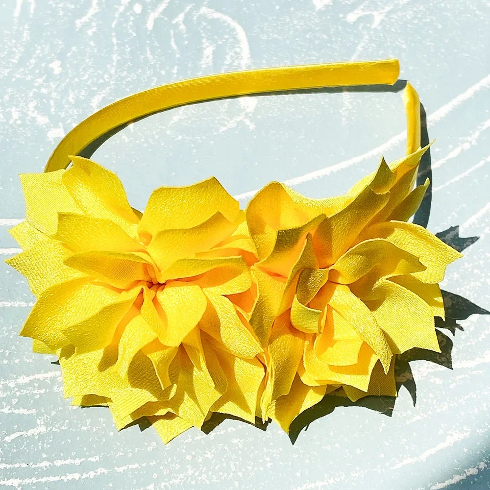 Diadema de flores grandes de 3,7 pulgadas, banda para el cabello para niñas, aro para el cabello hecho a mano sólido, cinta de grogrén, accesorios para el cabello,
