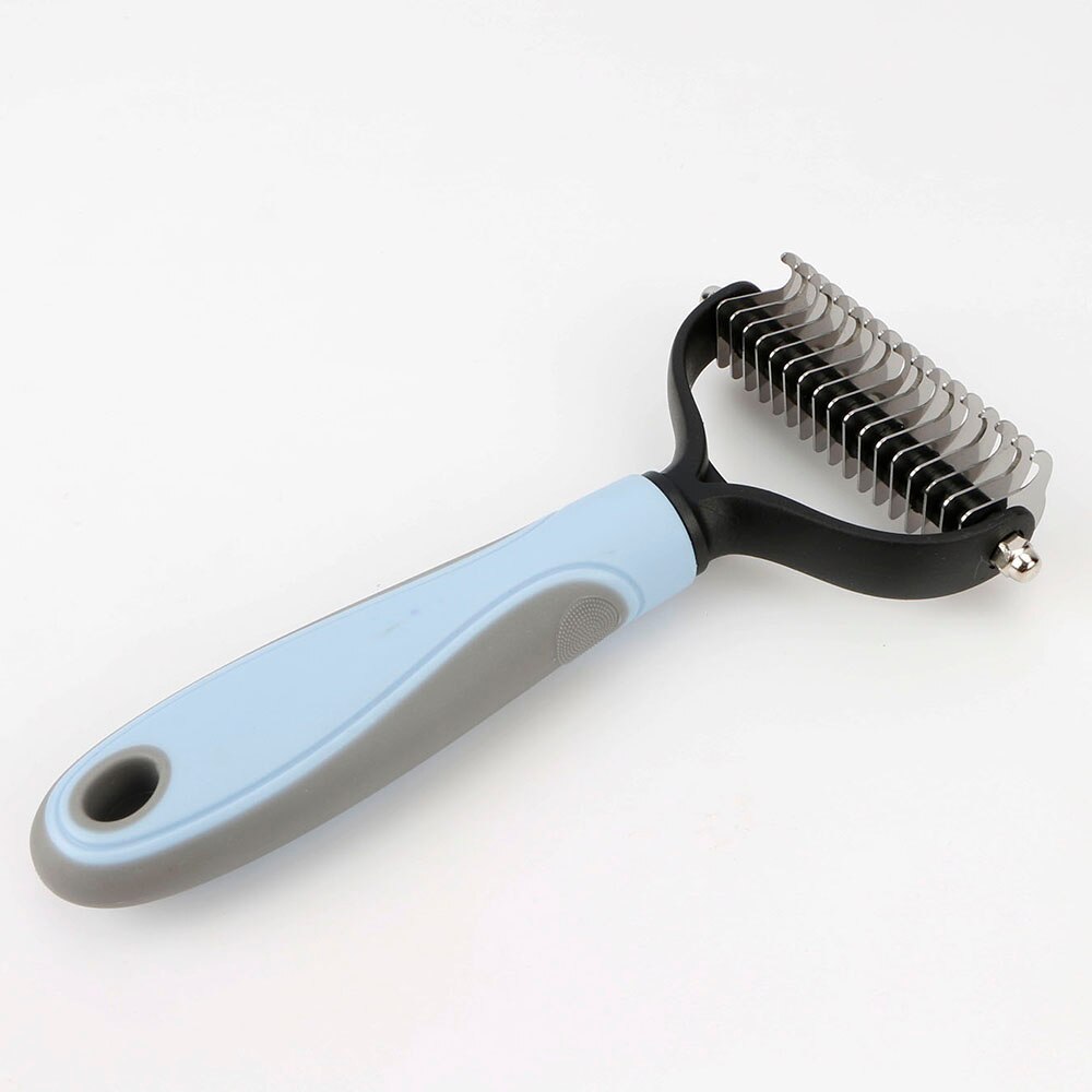 Bonzerpet Ontharing Kam Hond Kat Bont Trimmen Dematting Deshedding Roestvrij Grooming Brush Tool Lang Haar Blauwe Kleur