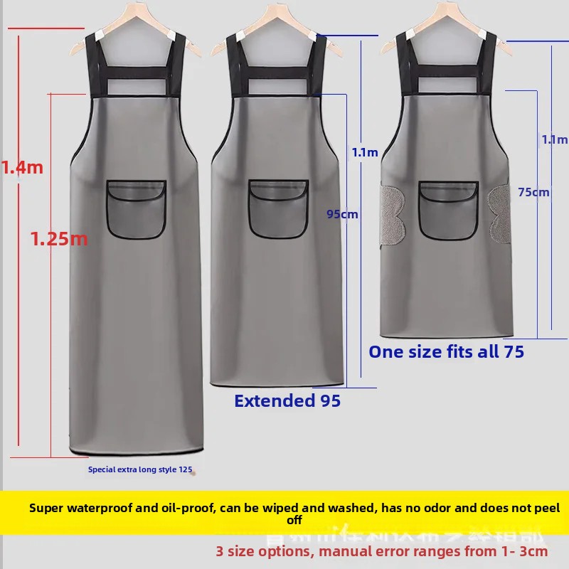 Extra lange, waterdichte oliebestendige schort, unisex, grote maat, keukenschort, restaurantkokschort, afwasschort voor thuisgebruik