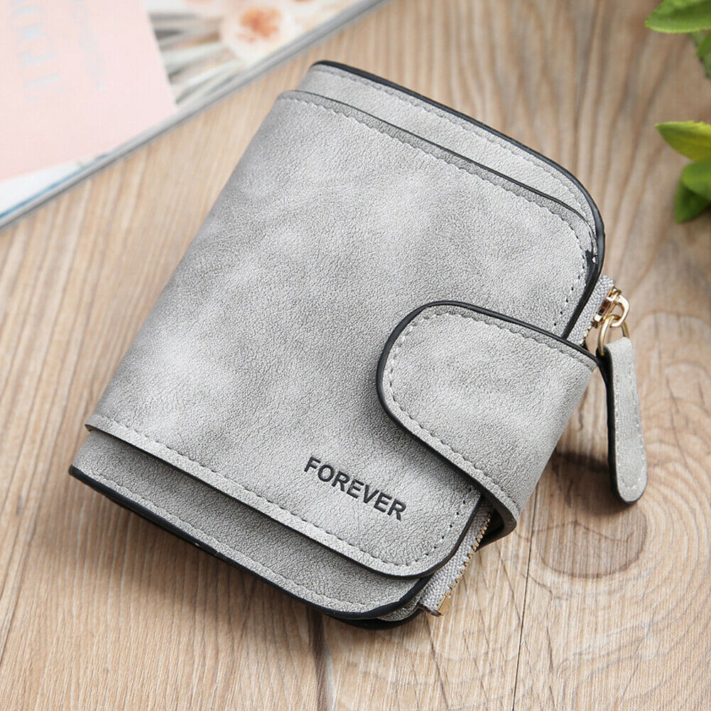 Kvinders tegnebog pu læder ensfarvet kort møntpung håndtaske mini taske: Grå