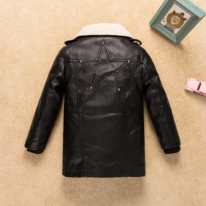 Fleece Dikke Thermische Jongens Faux Leather Jacket Winter Kids Wind Water-Proof Kids Warme Jas Herfst Lente Kinderen kleding