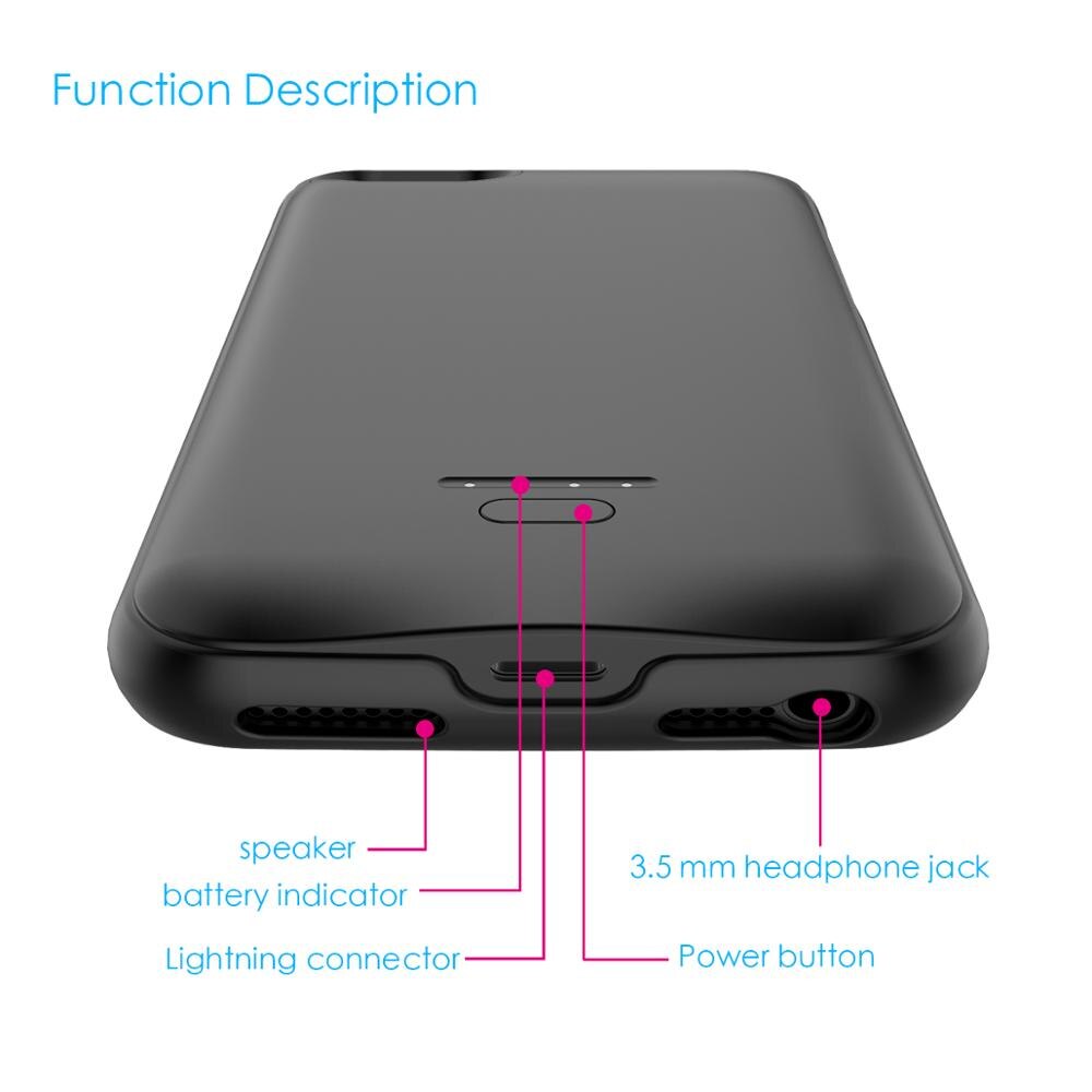 Coque de chargeur de batterie mah, étui de charge pour Iphone Se 5se 5 5s 4000mah, 6 6s 7 8