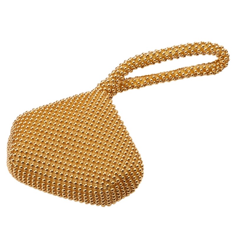 Strass kvinnor metall kväll clutch väska dam kvinnlig diamant fest metallisk handväska för bröllop väska 5 färger pärlstav: Guld-
