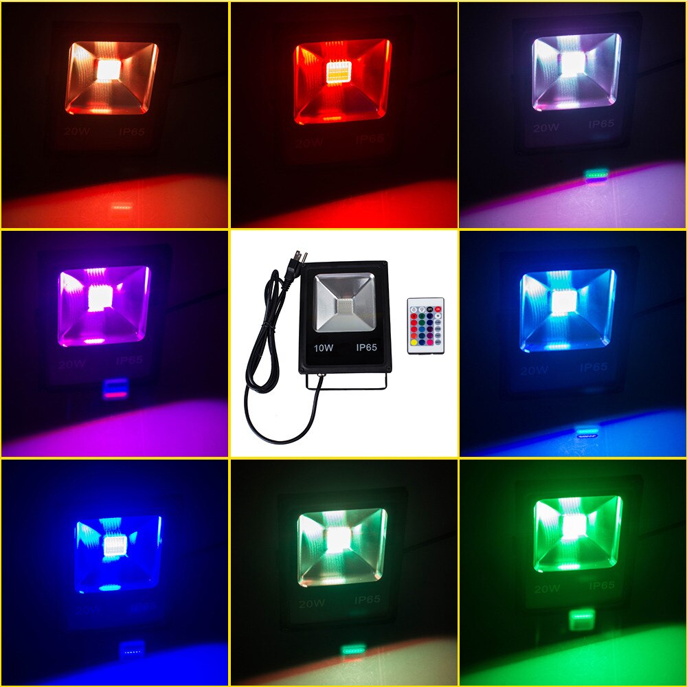 Led floodlights RGB 10W lighting 20W 30W 50W outdoor 230V spotlights led color change with remote controller flood lamp garden