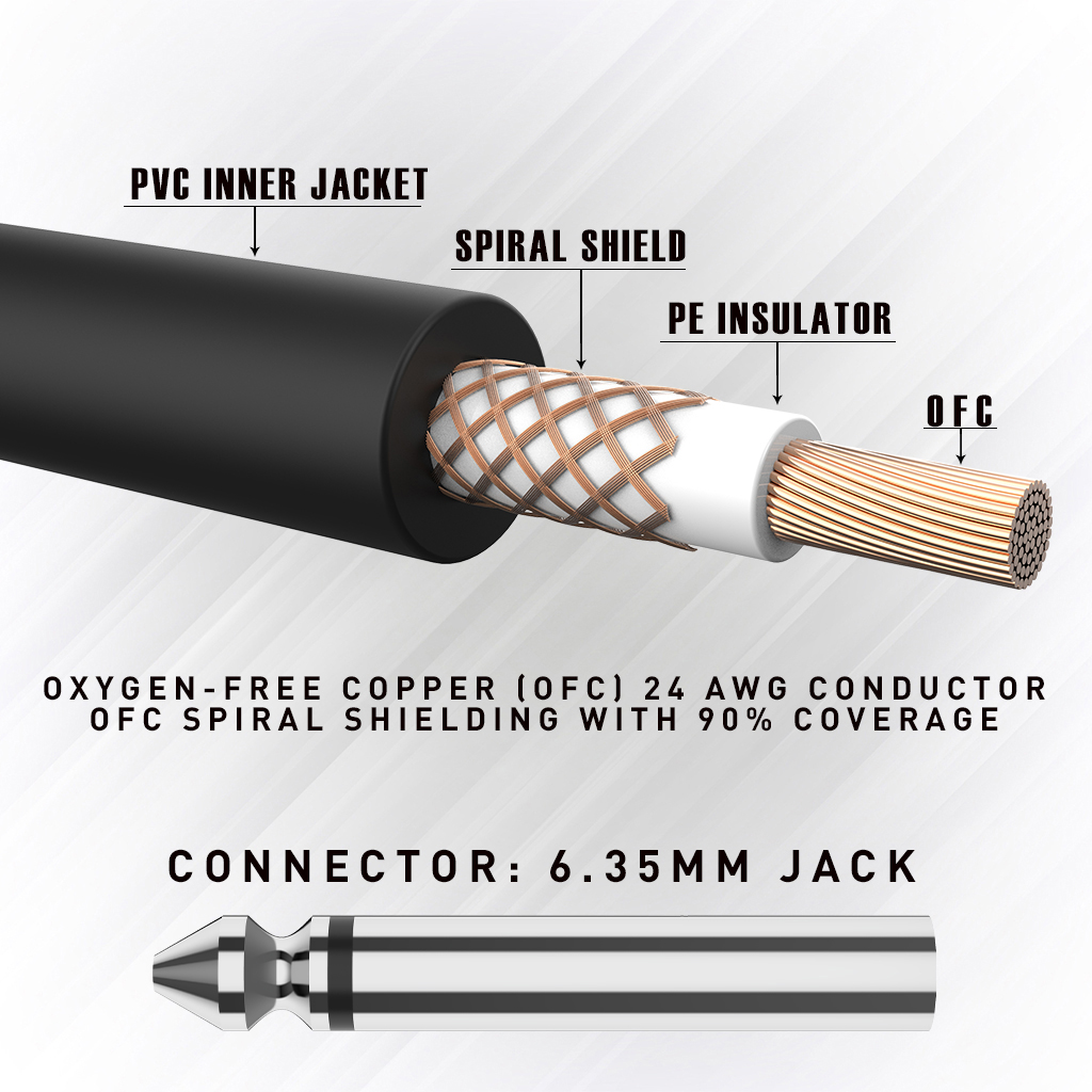 Cable amplificador de guitarra de 10 pies, 3M, Cable de guitarra eléctrica, violín, bajo, instrumentos, cables LP ST, enchufe recto a ángulo recto de 6,35mm
