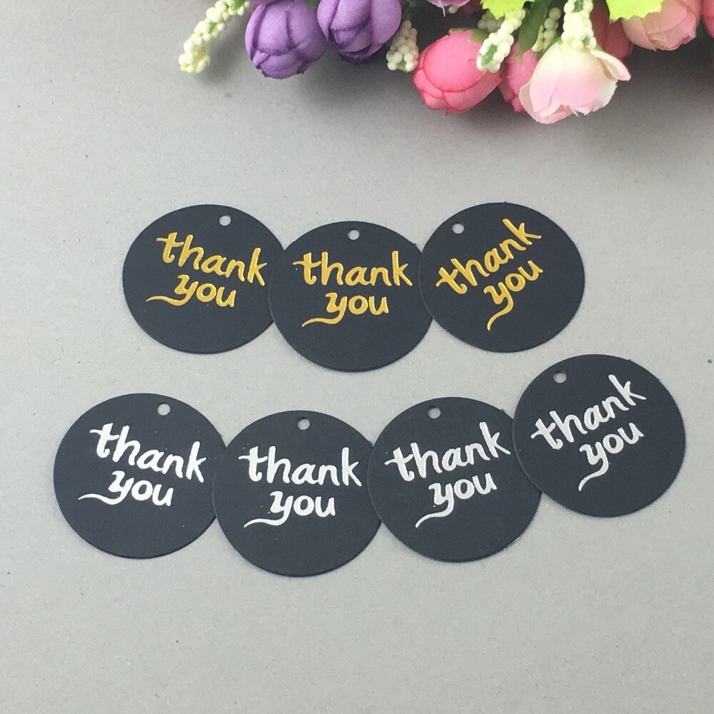 Etiquettes rondes en carton 4*4 cm | Étiquettes en papier "merci", pour vêtements/gâteaux/bonbons/chocolat, étiquettes à accrocher