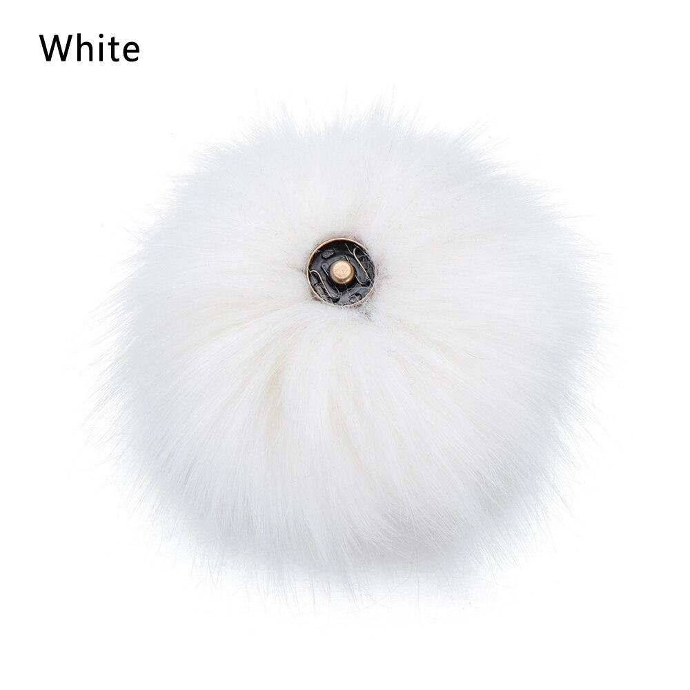 1pc boules de poils en fausse fourrure de renard douces et colorées, bouton-pression, boucle, bonnet tricoté, pompon, sacs à vêtements, accessoires de couture, outils: Blanc