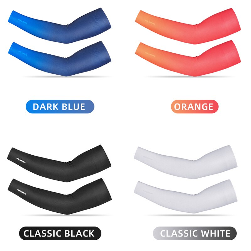 ROCKBROS protezione solare maniche da braccio da ciclismo compressione seta di ghiaccio maniche senza cuciture Anti-UV esecuzione di manicotti da basket scaldamuscoli