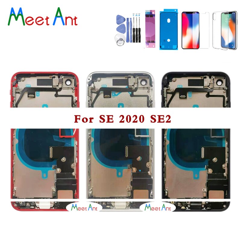 Full Back Cover For iphone SE SE2 Housing Battery Door Middle Chassis Frame Housings Assembly Door Rear with Flex Cable