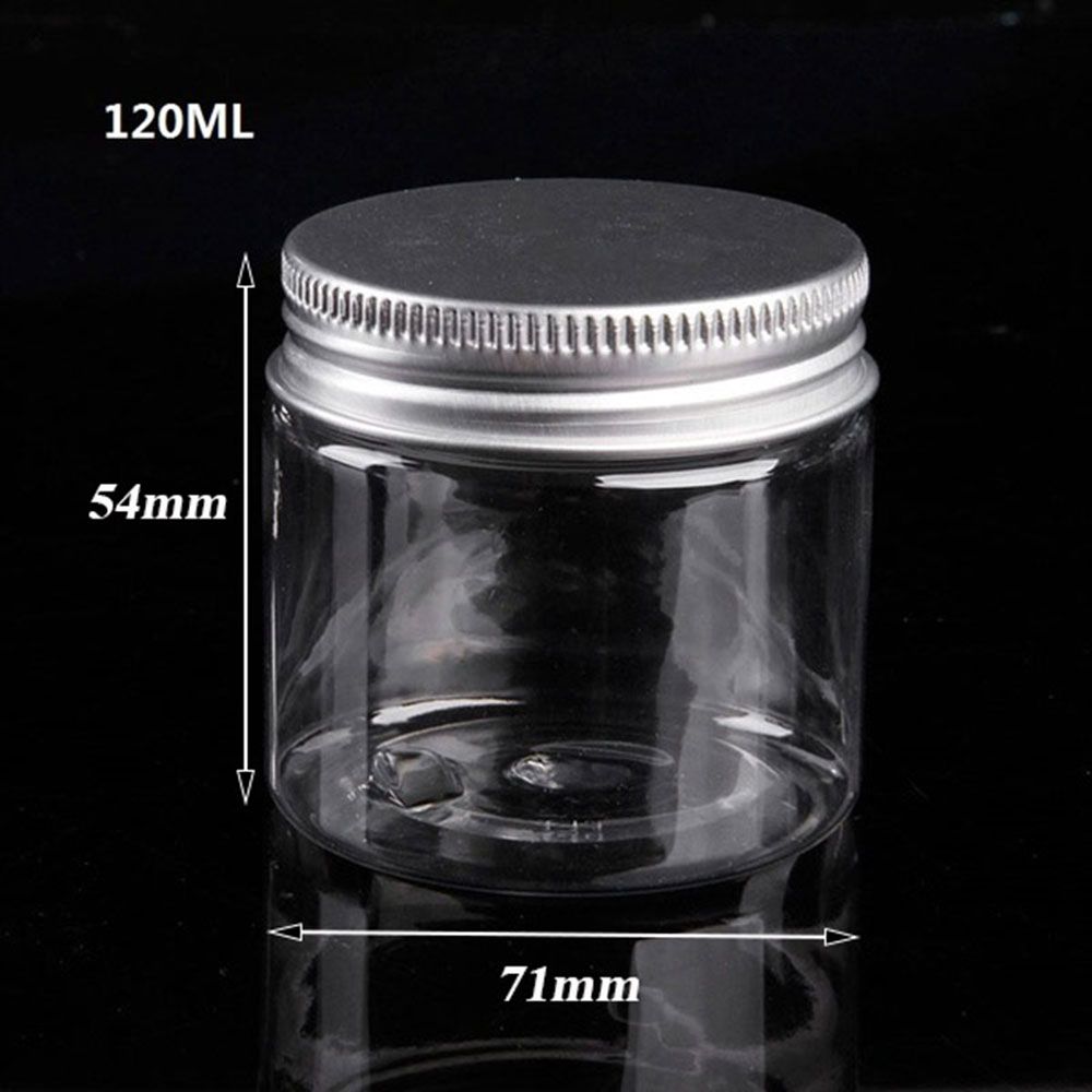 1PC Aluminum Cover Storage Box Transparent Plastic Tin Bottle Empty Jar Cosmetic Lip Balm Container Oil Wax Tin Pot: 120ml